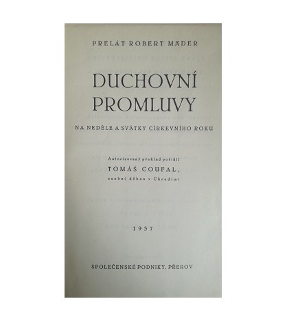 DUCHOVNÍ PROMLUVY - Robert Mäder