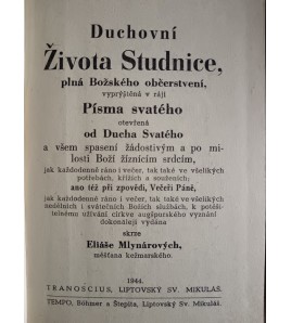 DUCHOVNÍ ŽIVOTA STUDNICE - Eliáš Mlynárových